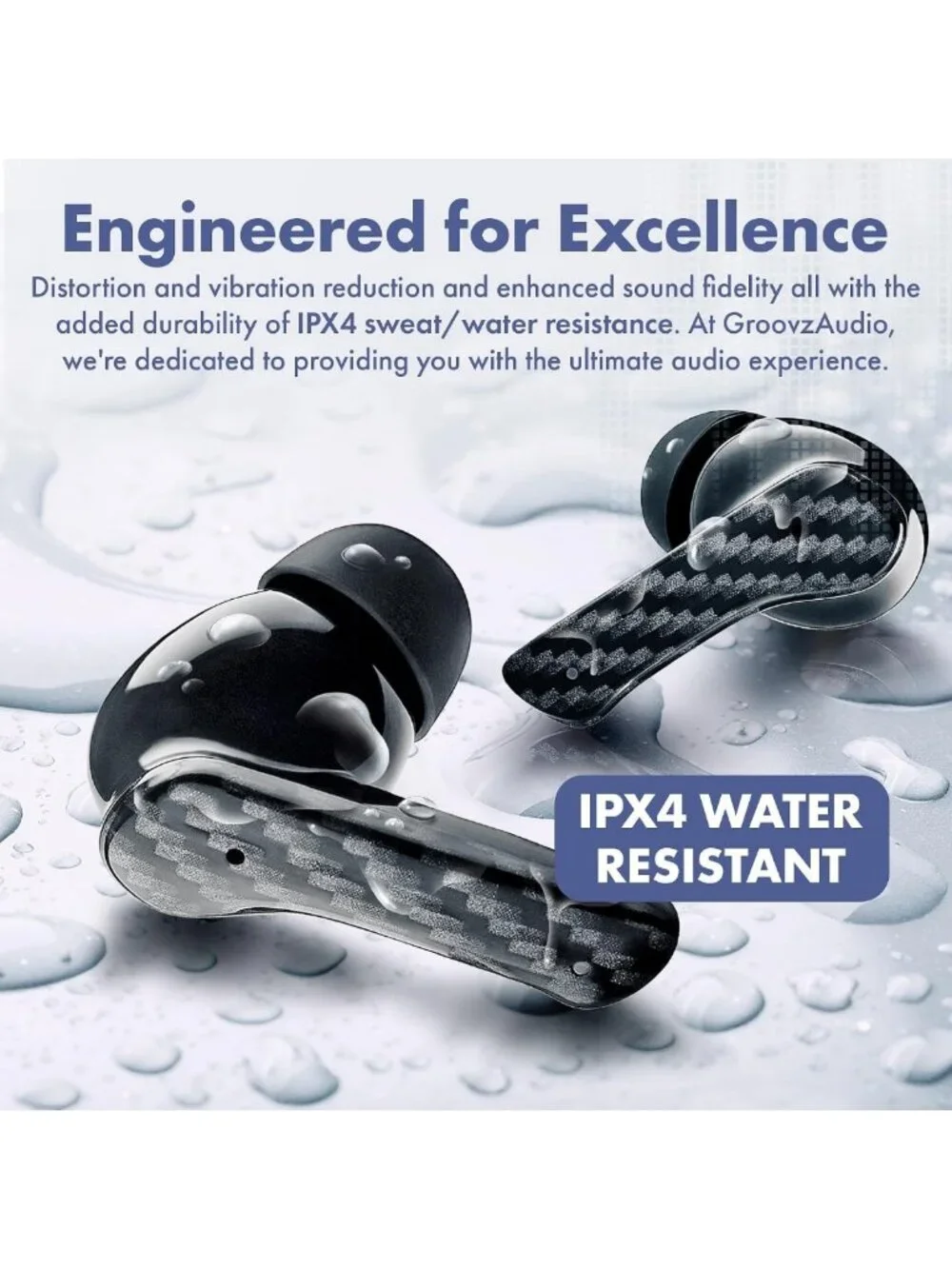 True Wireless Earbuds with Charging Case, IPX4 Water Resistant, 46Hr Battery